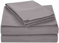 AmazonBasics Microfiber Sheet Set - (Includes 1 bedsheet, 1 Fitted Sheet with Elastic, 2 Pillow Covers) King, Dark Grey, Solid