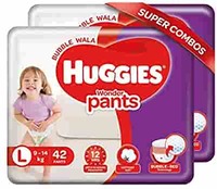 Huggies Wonder Pants, Large (L) Size Baby Diaper Pants, 9 - 14 kg, Combo Pack of 2, 42 count Per Pack, 84 count, with Bubble Bed Technology for comfort