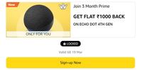 Get Flat ₹1000 Back On Echo Dot 4th Gen By Join 3 Month Prime 