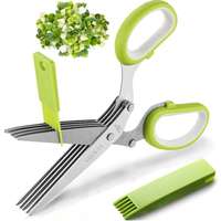 LINBAYS Herb Scissors Set with 5 Multi Stainless Steel Blades
