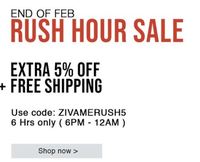 Zivame Rush Hour Sale  - Extra 5% Off & Free Shipping