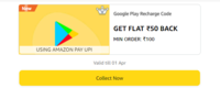 Google Play Recharge Get Flat ₹50 Back Min Order: ₹100 (User Specific)
