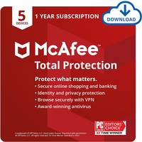 McAfee Total Protection 2022 | 5 Device | Antivirus Internet Security Software | VPN, Password Manager & Dark Web Monitoring Included | PC/Mac/Android/iOS | 1 Year Subscription