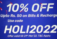 Get 10% Discount upto 50₹ on Recharge / Bill Payments on Bajaj Finserv App (Selected Users)