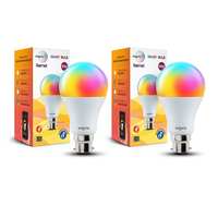 Wipro 12.5W B22 Wi-Fi Smart LED Bulb with Music Sync for Amazon Alexa & Google Assistant (Pack of 2, Multicolor)
