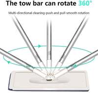 Lifini Heavy Quality Floor Mop with Bucket, Flat Squeeze Mop Bucket System Cleaning Supplies 360° Flexible Mop Head/2 Reusable Pads Home Floor Cleaner Mops Extended Stainless Stil (White) 