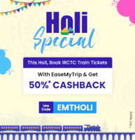 Get 50%* cashback of up to Rs.125 on booking IRCTC train tickets with EaseMyTrip.