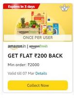 Flat 200 back on 2000 on Amazon Grocery 