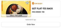  Swiggy : Get flat ₹35 back Min order: ₹99 [User Specific]