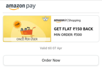Get FLAT 150 BACK on min. Order of 300 (only for Amazon Prime Video Mobile Edition users/ Once per user)