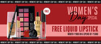 Lakme Women's Day Upto 40% off  + Free Lipstick Worth Rs 800 on Spend of Rs 1000