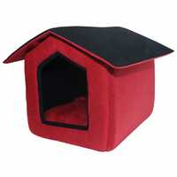 Mellifluous Toy Breed Dogs and Cat Foldable House/ Hut Length 41 cm Width 44 cm Height 45 cm (S, Red-Black) 