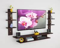 DAS Volker Engineered Wood Wall Mount TV Entertainment Unit/with Set Top Box Stand | 6 Wall Shelf Display Rack for Living Room Flowery Wenge Large (Ideal for up to 55") Screen