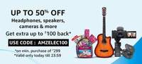 Amazon- Upto 50% off on Electronics + Get flat Rs 100 cashback