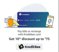 Amazon 10% cashback upto 75 on recharge and bills using Kreditbee cards