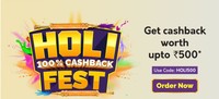 Freshtohome Holi Fest - 100% Cashback Up to 500