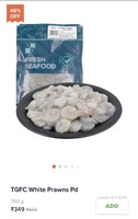 Swiggy Instamart - TGFC White Prawns @46% off (Location Specific)