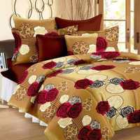 ACHZCH Soft Glace Cotton Double Bedsheet with 2 Pillow Cover Gold Rose 001 