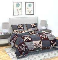 145 TC Cotton Double Floral Bedsheet  (Pack of 1, BROWN)