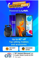 Amazon Smartphone Upgrade days [1st-4th April]  : Upto 40% off + 10% instant discount on Citi Bank Credit Card, Credit Card EMI and Debit Card transactions 