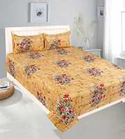 Venganza Cotton Floral Print Double Bed Sheet with Pack of 2 Pillow Covers