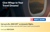 Get up to Rs.2000 OFF on Domestic flights using HDFC Credit Card