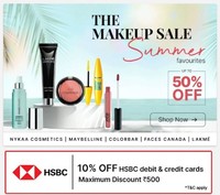 The makeup sale summer upto 50% off +  free gift on ₹ 999 [Nykaa cosmetics | Maybelline| colorbar |faces Canada | lakme]