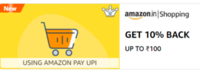 10% Upto To Rs.100 Back Using UPI On Amazon (User Specific)
