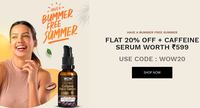  Wow Skin Science : Flat 20% Off + Free Caffeine Face Serum Worth ₹599 On Orders Above ₹299
