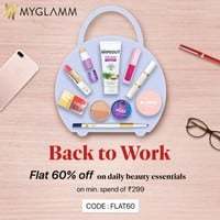 MyGlamm Back to Work Sale : Flat 60% off on min. spend of ₹299 & More Offers