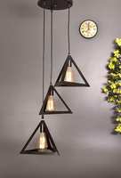 Tu Casa HG-37 3 Level Triangle Metal Pendant Light Iron Holder Type e-27 Size 18x18x40"-(Bulb not Included)