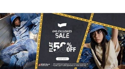 GAS Jeans Exclusive Sale Flat 50% off + 