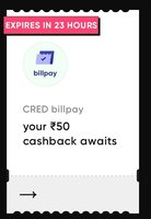 Cred bounty - Assured 50 Cashback on Electricty Bill payment & more rewards (Till 30th April 11.30AM)