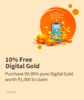 FreeCharge Buy Gold Worth ₹1000 & more, Get 10% free digital gold upto ₹150 back 