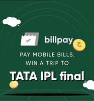 Cred - Pay any bills of Min Re.1 and unlock jackpot for 10 spins & win a trip to TATA IPL Final