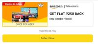 Get Flat ₹250 Back Min Order: ₹5000 on Television 