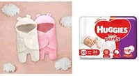 My Newborn Baby Blanket-Safety Bag-Sleeping Bag Pack of 2 Pcs &Huggies Wonder Pants, Extra Small Diapers, 24 Count
