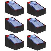 PrettyKrafts Shirt Stacker Set of 6- Closet Organizer - Shirts and Clothing Organizer - Rimples_Red