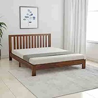 Amazon Brand - Solimo Petra Solid Sheesham Wood Queen Bed (Teak Finish)