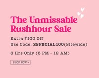 Zivame Rush Hour Sale  - Extra 100/- off Sitewide till 12 pm