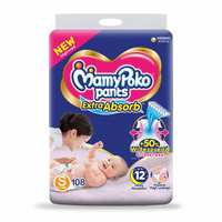 MamyPoko Pants Extra Absorb Diaper - Small Size, Pack of  108 Diapers (S-108)