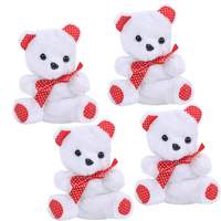 Fourwalls Teddy Bear as Gift for Girlfriend Love Wife Birthday Special| Valentine Gifts for Girlfriend (15 cm Tall, White, Set of 4)