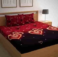 ENGUNIAS Prime Collection Offered 188TC Double Bedsheet Size (90X90) with 2 Matching Pillow Covers Size (16X26) Heart Star Ring