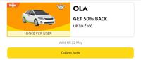 Get 50/30% Off Upto 100 On Uber/Ola Rides via Collect Offer (User Specific).