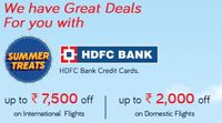 Flat Rs.1,000 OFF with HDFC Bank Credit Cards on Domestic Flights Booking (Min. Txn Rs.7,500)