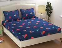 PRIDHI 180TC Pure Glace Cotton Checkered Double King Bedsheet with 2 Pillow Cover (Design 14, Multicolour)