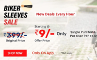 Droom Biker Sleeves at Rs.9 only from 10:00 AM till 6:00 PM