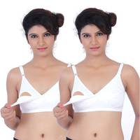 Fabme Women's Nursing Bra - Pack of 2 - White