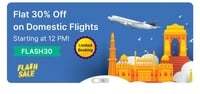 Flat 30% off on  Flights Booking (Limited Time)