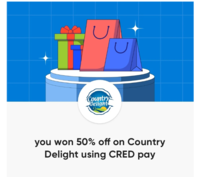 (User Specific) Cred Bounty | Country Delight 50% off up to Rs.100 using Cred Pay (Till 22nd May 11.29AM)